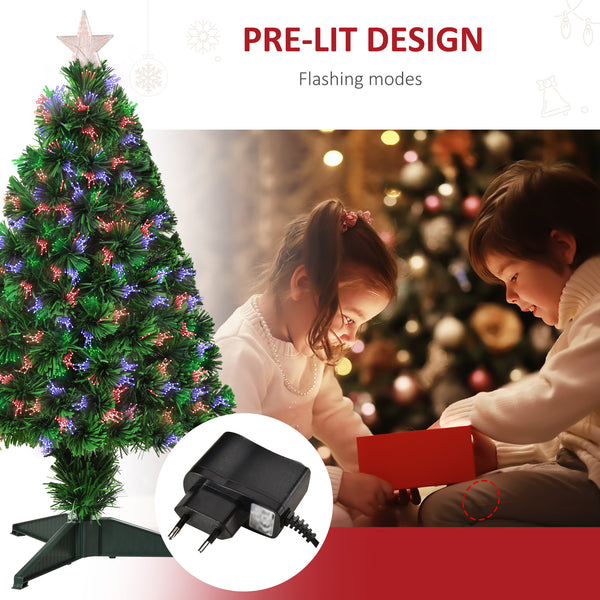 Petit sapin de Noël artificiel pré-éclairé de 2,5 pieds avec fibre optique