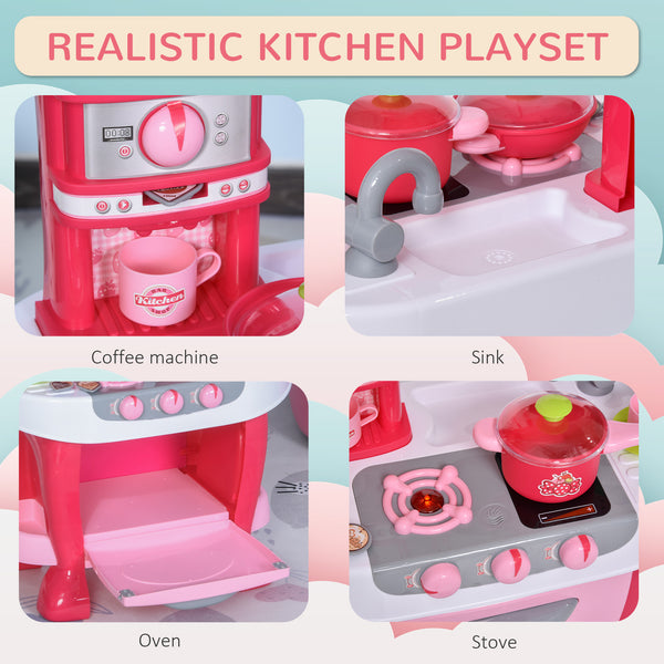 Ensemble de cuisine pour enfants avec son et lumière et 38 accessoires - Rose