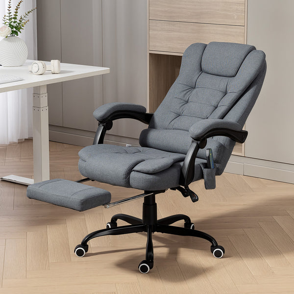 7-point vibrating massage chair with footrest, grey