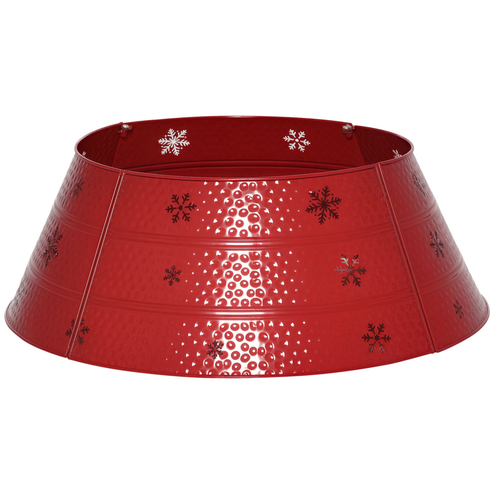 Collier de sapin en métal de 66 cm avec gravure de flocon de neige rouge