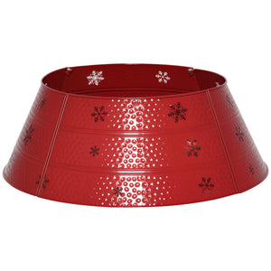 Collier de sapin en métal de 66 cm avec gravure de flocon de neige rouge
