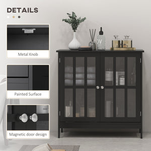 Buffet de cuisine à 2 portes, meuble de rangement moderne, noir
