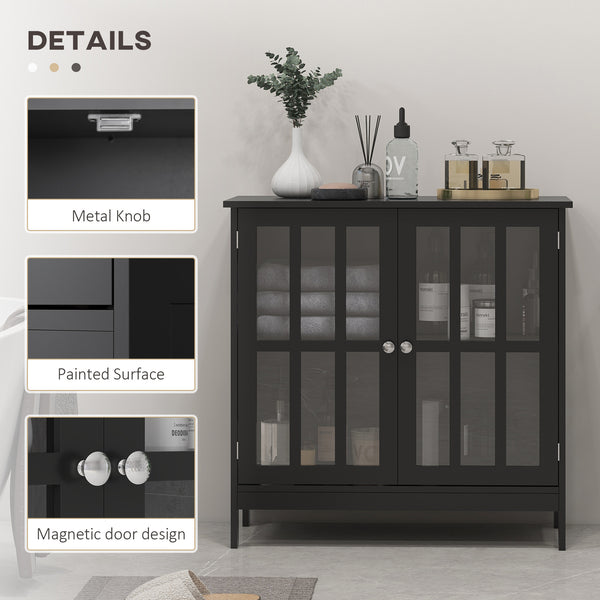 Buffet de cuisine à 2 portes, meuble de rangement moderne, noir
