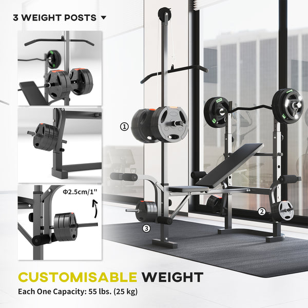 Banc de musculation réglable avec support pour développé couché et tirage latéral