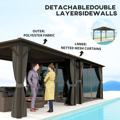 Gazebo à toit rigide de luxe en aluminium avec toit en métal et abri solaire de jardin
