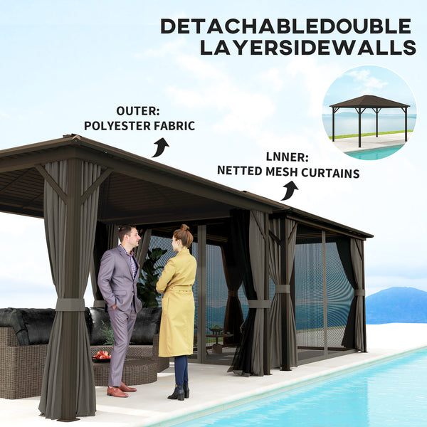 Gazebo à toit rigide de luxe en aluminium avec toit en métal et abri solaire de jardin