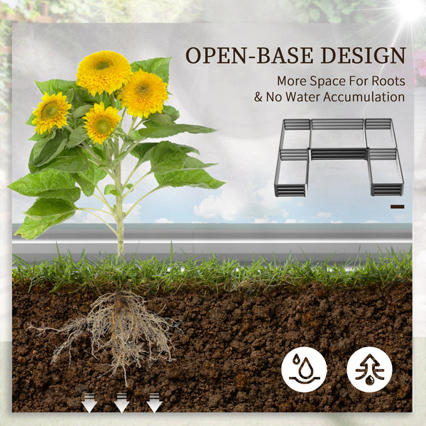 Set of 5 large raised steel garden planters, grey