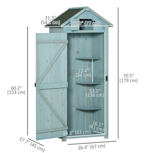 Abri de jardin extérieur pour outils et accessoires, avec 3 étagères, bleu