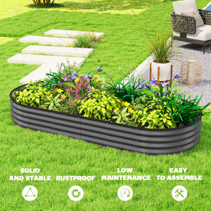 Jardinière d'extérieur surélevée en acier galvanisé avec tuteur en métal, gris foncé