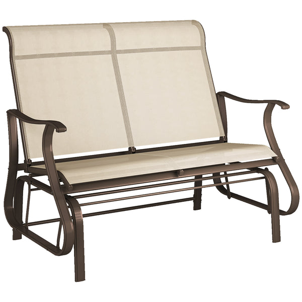 Two-seater outdoor rocking chair with mesh seat and backrest