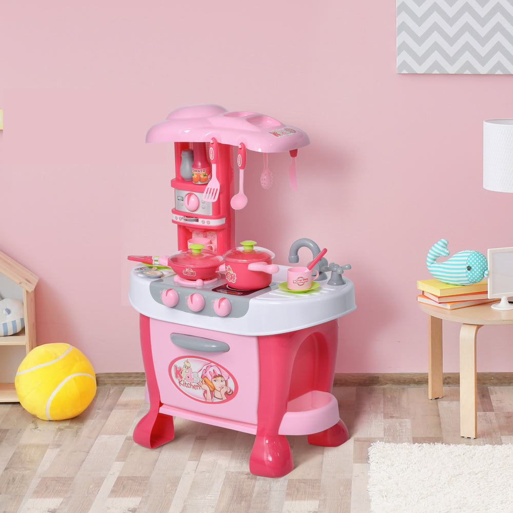 Ensemble de cuisine pour enfants avec son et lumière et 38 accessoires - Rose