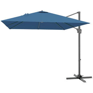 Parasol déporté carré de 8 pieds, avec pied en croix, bleu marine
