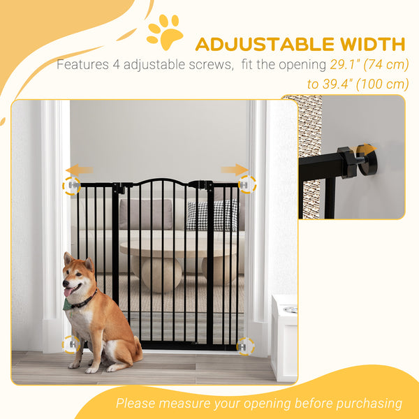 Barrière pour chien extra haute avec porte, noire
