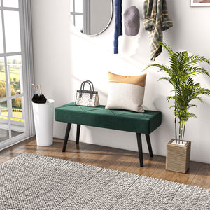 Banc de chambre rembourré moderne avec pieds en acier, vert