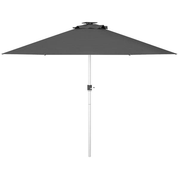 Parasol lumineux à LED de 9,6 pieds avec 4 modes d'éclairage, chargement solaire et USB, gris anthracite