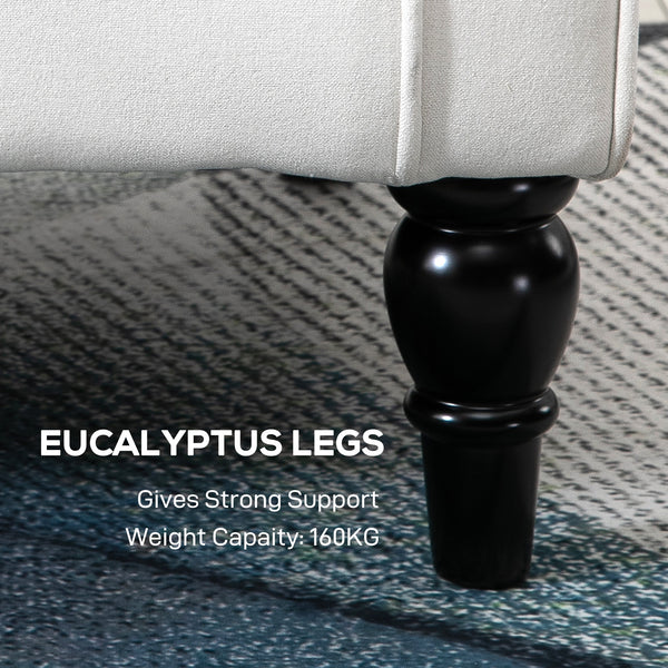 Fauteuil d'appoint capitonné à boutons, blanc