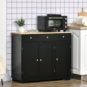 Buffet moderne avec placards, tiroirs et étagères réglables pour salon, noir