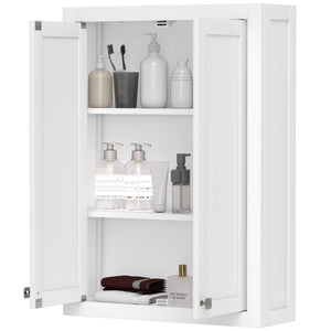 Meuble de salle de bain mural moderne avec 2 portes et 2 étagères réglables, blanc