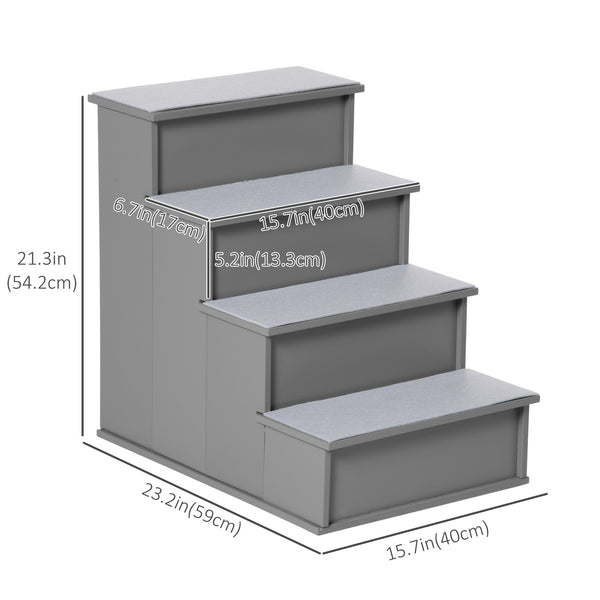 Dog stairs with non-slip mat, 40 x 59 x 54 cm, grey