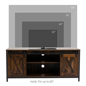 Meuble TV industriel pour téléviseurs jusqu'à 60 pouces avec rangement, marron