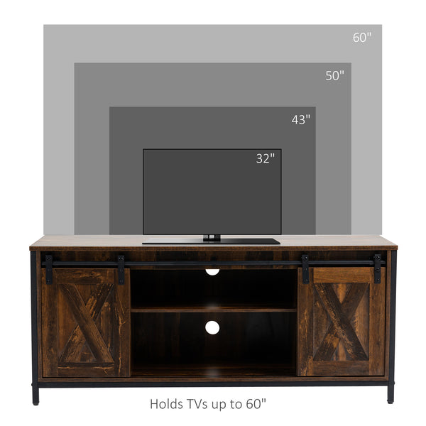 Meuble TV industriel pour téléviseurs jusqu'à 60 pouces avec rangement, marron