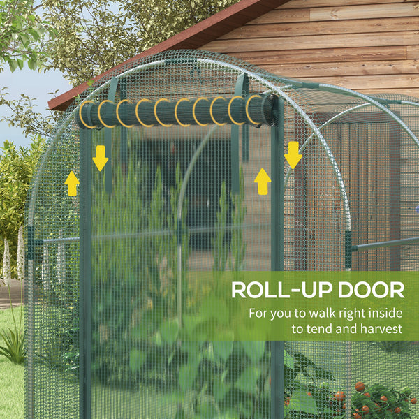 Plant protection tent with zippered door, green