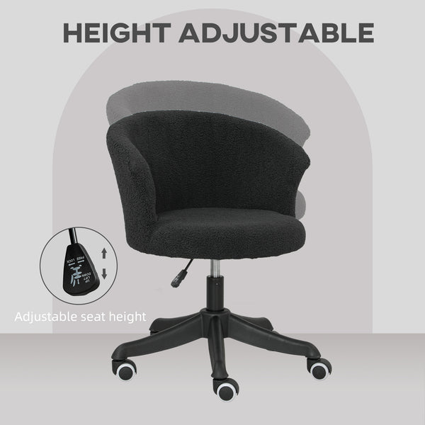 Soft, armless office chair with adjustable height, black
