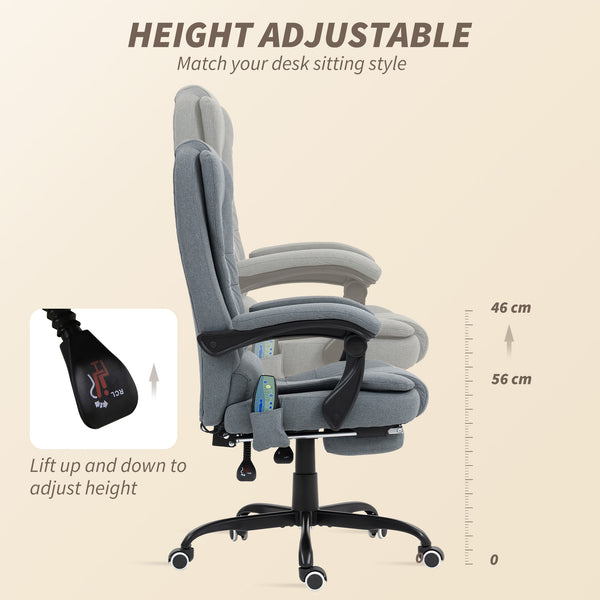 7-point vibrating massage chair with footrest, grey