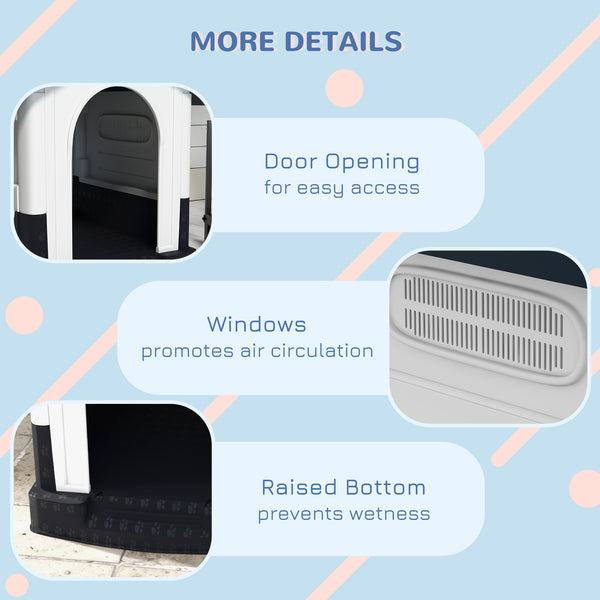 Outdoor kennel with windows and elevated base