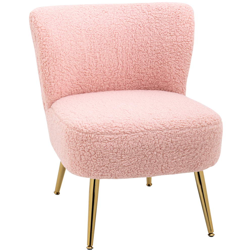 Fauteuil de salon avec rembourrage doux et pieds dorés, rose