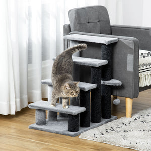 Escalier pour chat avec griffoir et balle jouet