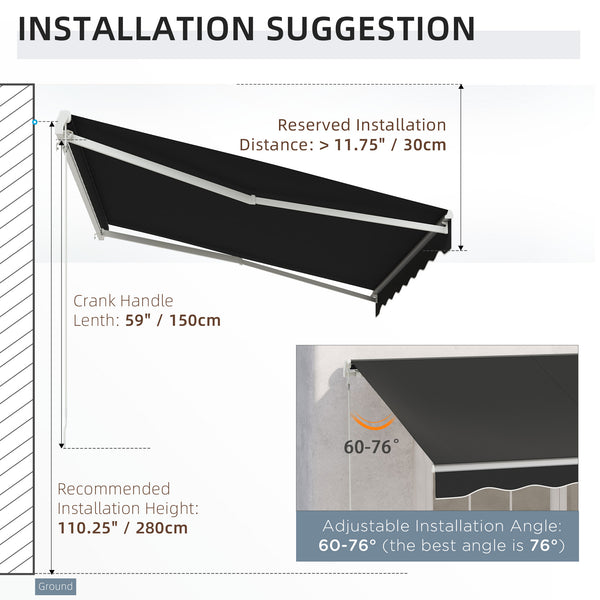 Store banne électrique rétractable de 9,8 x 8,2 pieds, noir