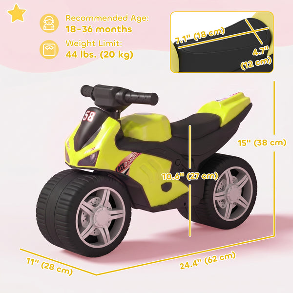 Moto porteur musicale verte, 18 à 36 mois