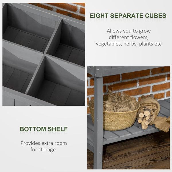Jardinière surélevée en bois avec 8 compartiments, gris foncé