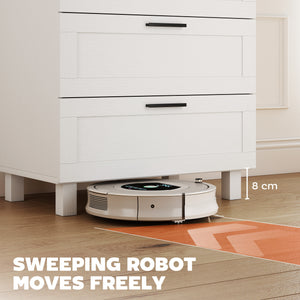 Commode à 4 tiroirs pour chambre avec pieds en bois massif, Couleur : blanc.