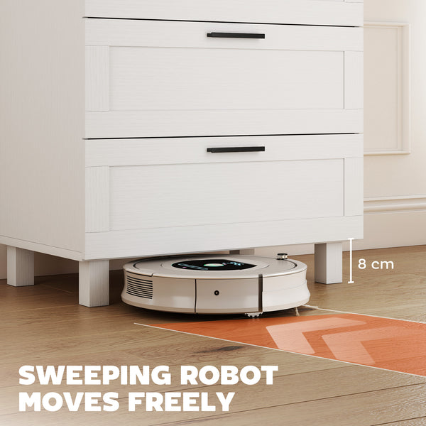 Commode à 4 tiroirs pour chambre avec pieds en bois massif, Couleur : blanc.