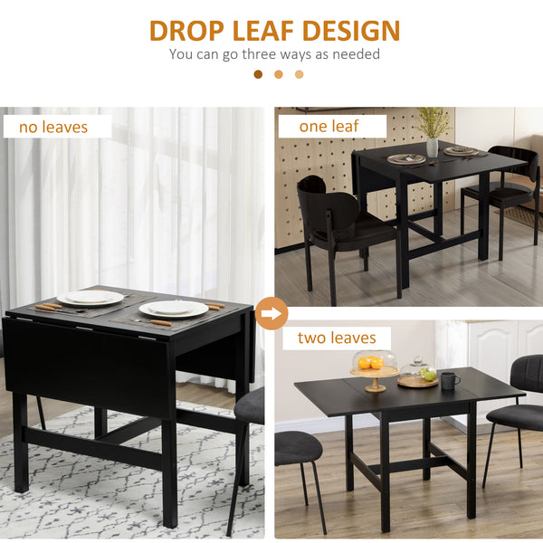 Table de cuisine abattants de style campagnard pour petits espaces, pliante, noire