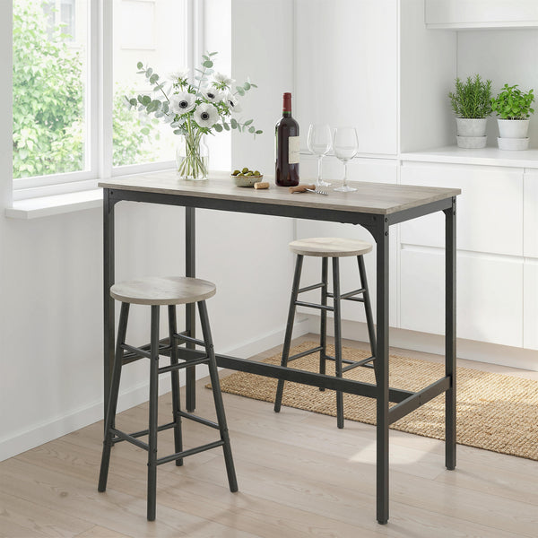 3 Piece Bar Table and Stool Set for 2 People, Pub Table and Chairs