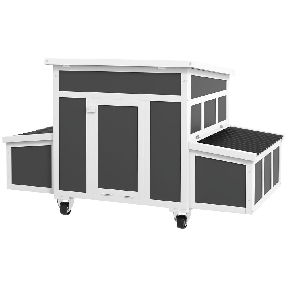 Wooden Chicken Coop with Nesting Box for 6 Chickens, Dark Grey