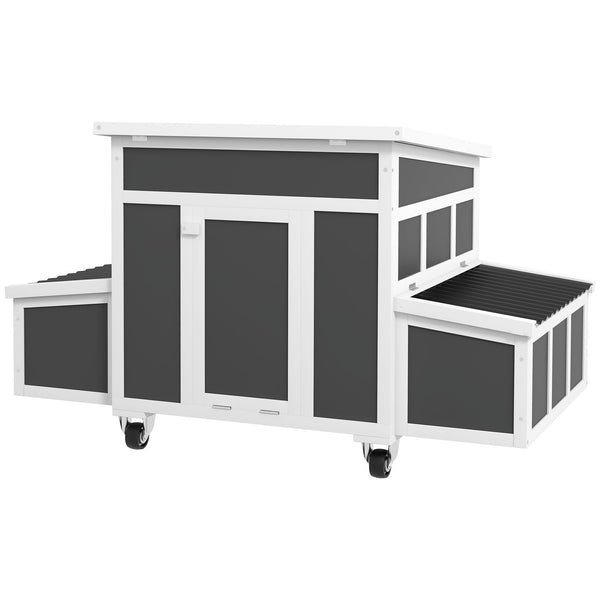 Wooden Chicken Coop with Nesting Box for 6 Chickens, Dark Grey