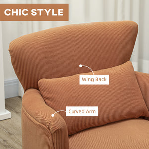 Fauteuil d'appoint moderne rembourré avec pieds en bois massif, orange