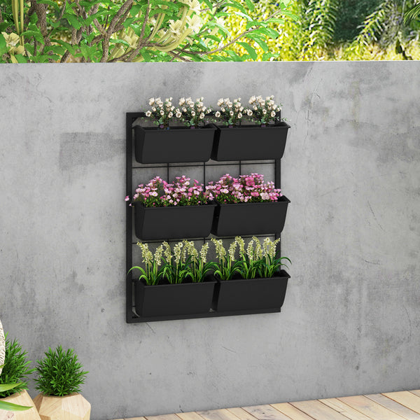 Jardinière murale à 3 niveaux avec 6 pots