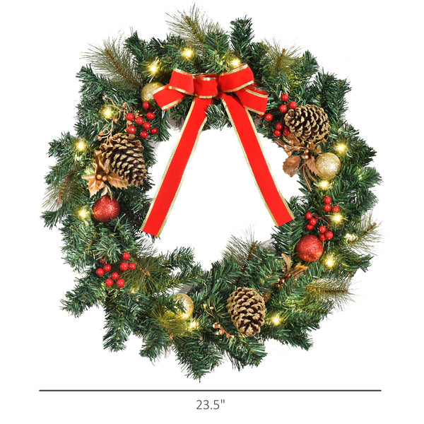 Couronne de Noël de 61 cm pré-éclairée avec 20 LED