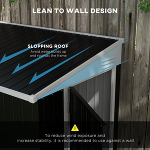Abri de jardin adossé à une porte verrouillable et aérations, gris foncé