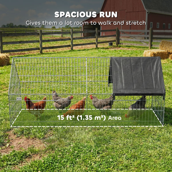 Metal chicken coop with UV-resistant cover