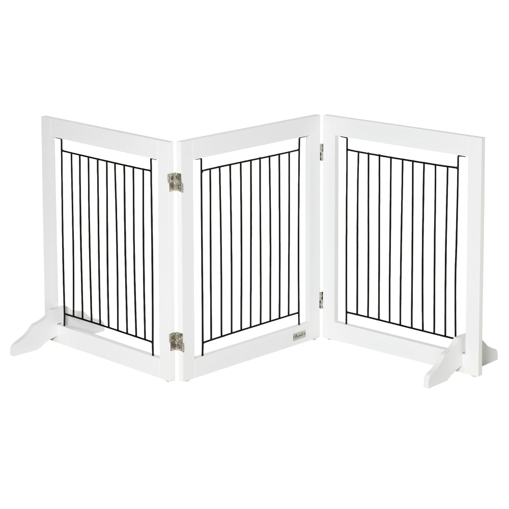 Freestanding foldable barrier with 2 support legs, white