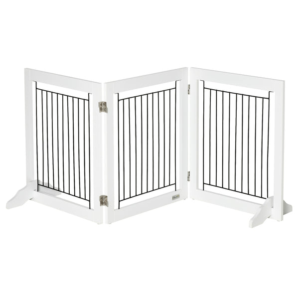 Barrière autoportante pliable avec 2 pieds de support, blanche