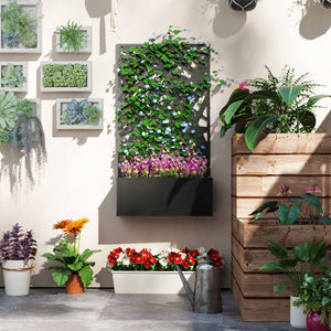 Raised planter with freestanding trellis 