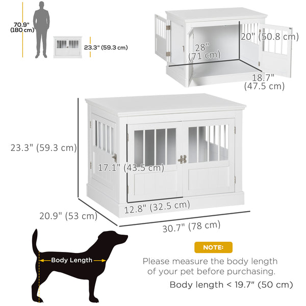 Meuble cage de 31" avec trois portes, blanc