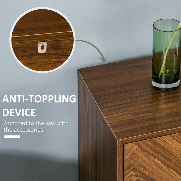 Table de chevet avec 2 tiroirs, couleur noyer